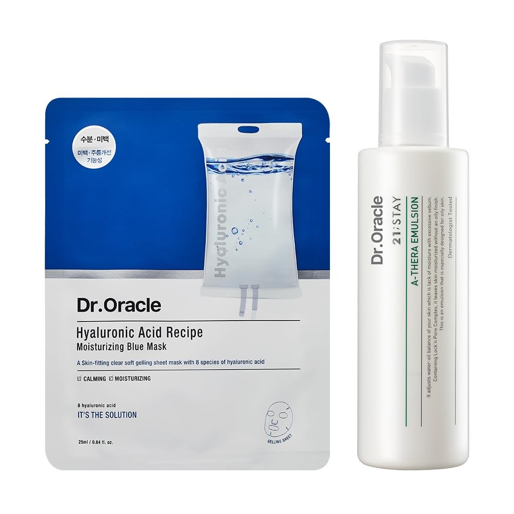 DR. ORACLE [Special Set] Hyaluronic Acid Recipe Moisturizing Blue Mask with Gift - Hydration for Dry Sensitive Skin, Korean Skin Care