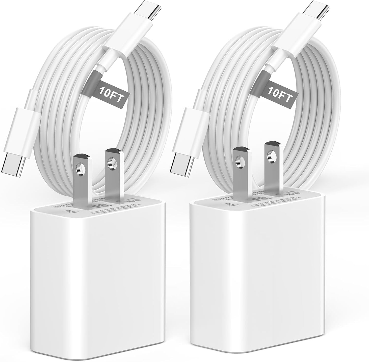 iPhone 16 15 Charger Fast Charging 10 FT, 2 Pack 20W USB C Wall Charger Block with 10FT Long Type C to C Charging Cable for iPhone 16/16 Plus/16 Pro/16 Pro Max/15/15 Pro/15 Pro Max/15 Plus