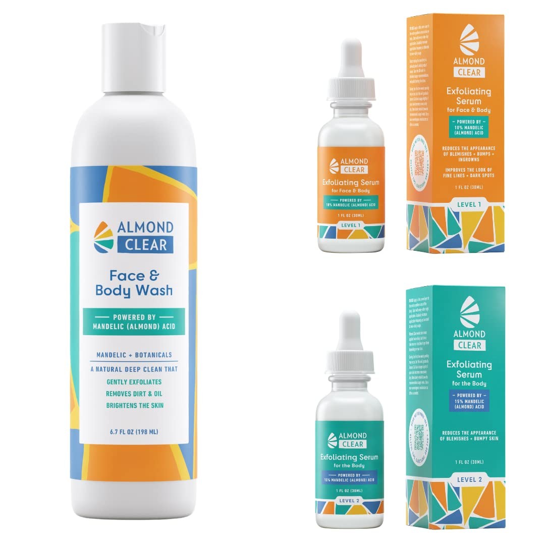 Face & Body Start Kit | Skin Care Kit for Oily Skin, Acne & Folliculitis - Includes Face & Body Wash, Facial Acne Serum, and Body Acne Serum