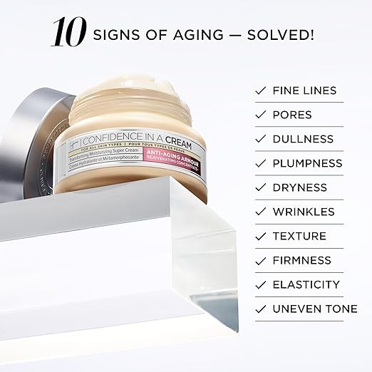 IT Cosmetics Confidence in a Cream - Hydrating & Anti Aging Face Moisturizer, Visibly Reduces Fine Lines, Wrinkles & Signs of Aging, Repairs Skin Barrier, With Squalane & Ceramides, For All Skin Types