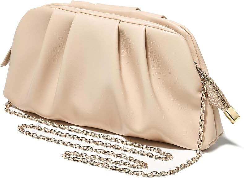 SWEETV Dressy Vegan Leather Clutch Purse for Women Formal, Soft Pleated PU Evening Clutch for Weddings, Proms, Cocktail-Gemma