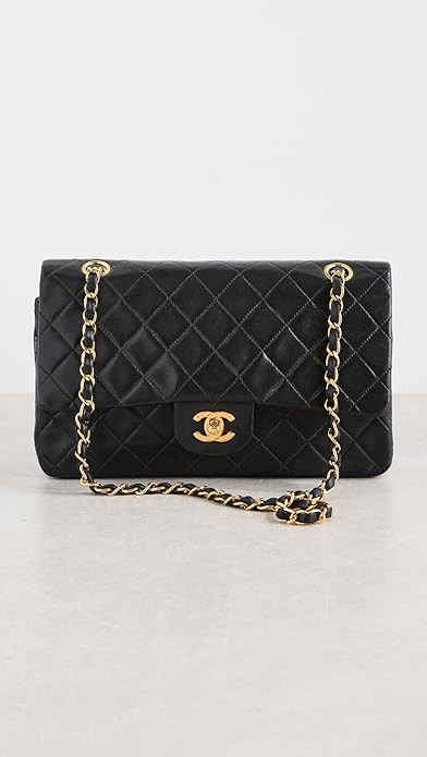 WHAT GOES AROUND COMES AROUND Women's Pre-Loved Chanel Black Lambskin 2.55 Shoulder Bag 10"
