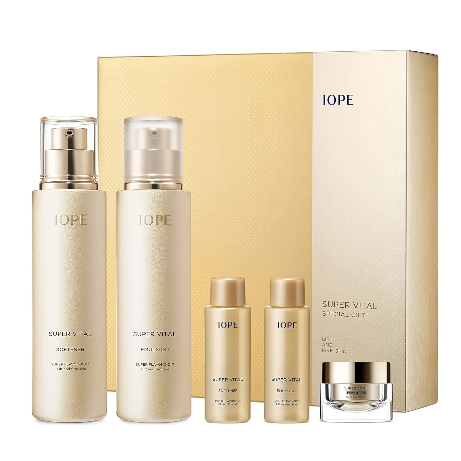IOPE Super Vital Skin Care Set - Luxury Korean Skincare Gift Set for Anti Aging, Including Face Toner, Lotion and Moisturizer for Wrinkle Care - Facial Care Kit for All Skin, for Hydration & Lifting