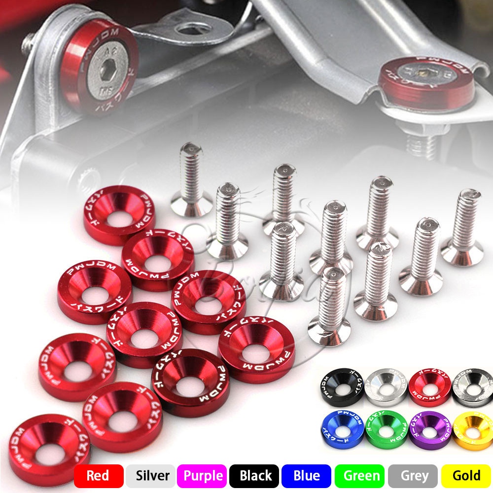 Add to Wish List 10Pcs/Pack M6 JDM Style Aluminum Washers And Fender Screw For Honda Civic Integra Gasket