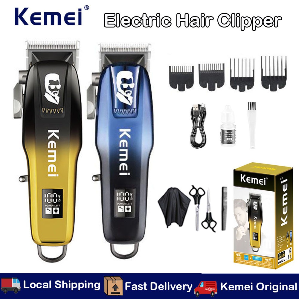 Kemei Hair Cutter Rechargeable Hair Trimmer Men 2000mAh Professional Barber Clipper Detailer Body Electric Shaver Machine