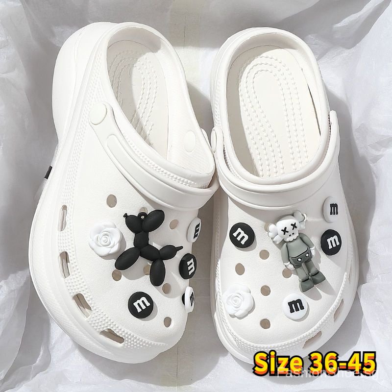 【Fast shipping】36-45 Crocs Jibbitz shoe for Men and Women's Fashion 4cm High Heel sandal Beach for Student Nurse