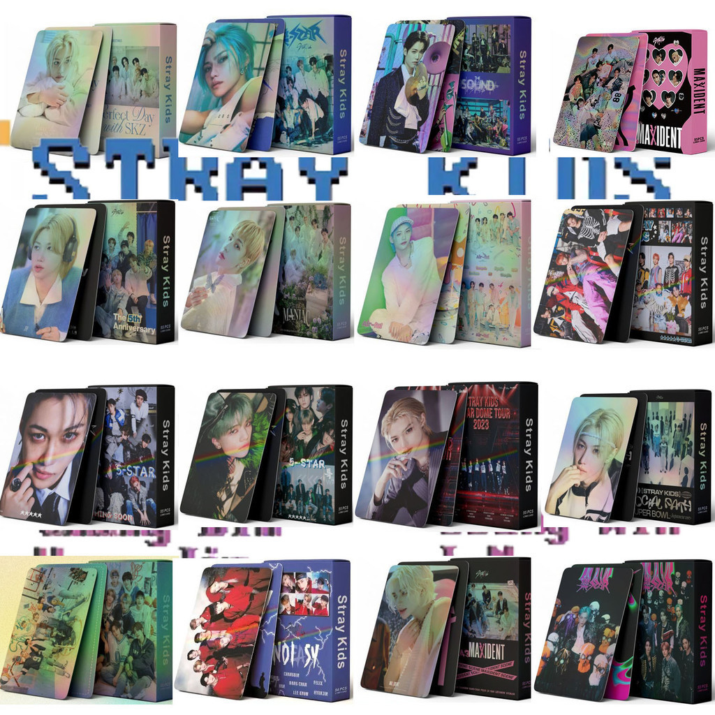 55Pcs/Box Stray Kids Laser Photocards MAXIDENT THE SOUND Maniac Album KPOP LOMO Card Postcard